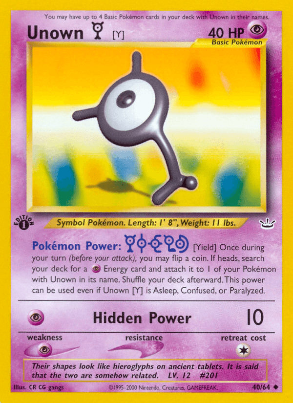Unown [Y] Neo Revelation