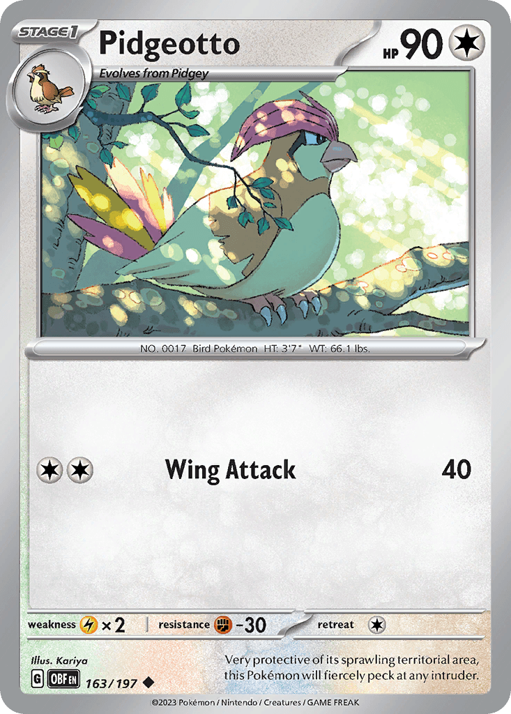 Pidgeotto Obsidian Flames