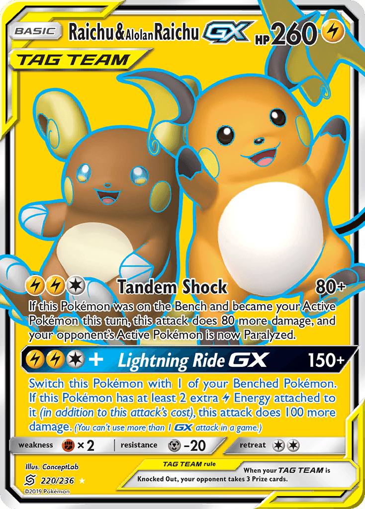Raichu & Alolan Raichu-GX Unified Minds