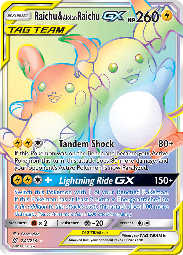 Raichu & Alolan Raichu-GX Unified Minds