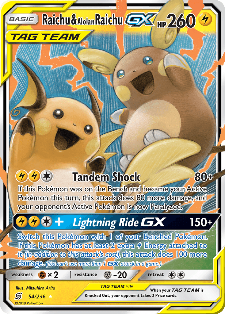 Raichu & Alolan Raichu-GX Unified Minds