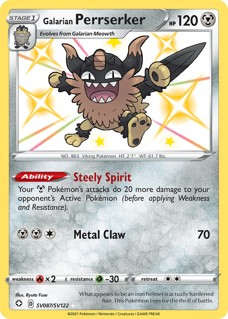 Galarian Perrserker Shining Fates Shiny Vault